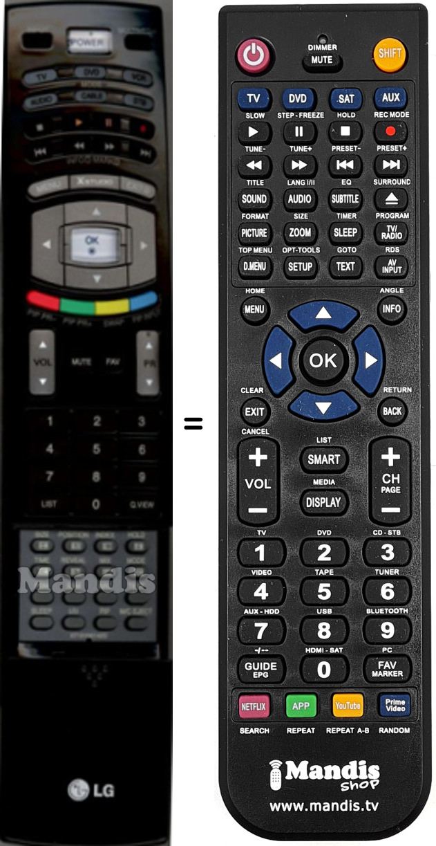 Gleichwertige Fernbedienung LG 6710V00142D