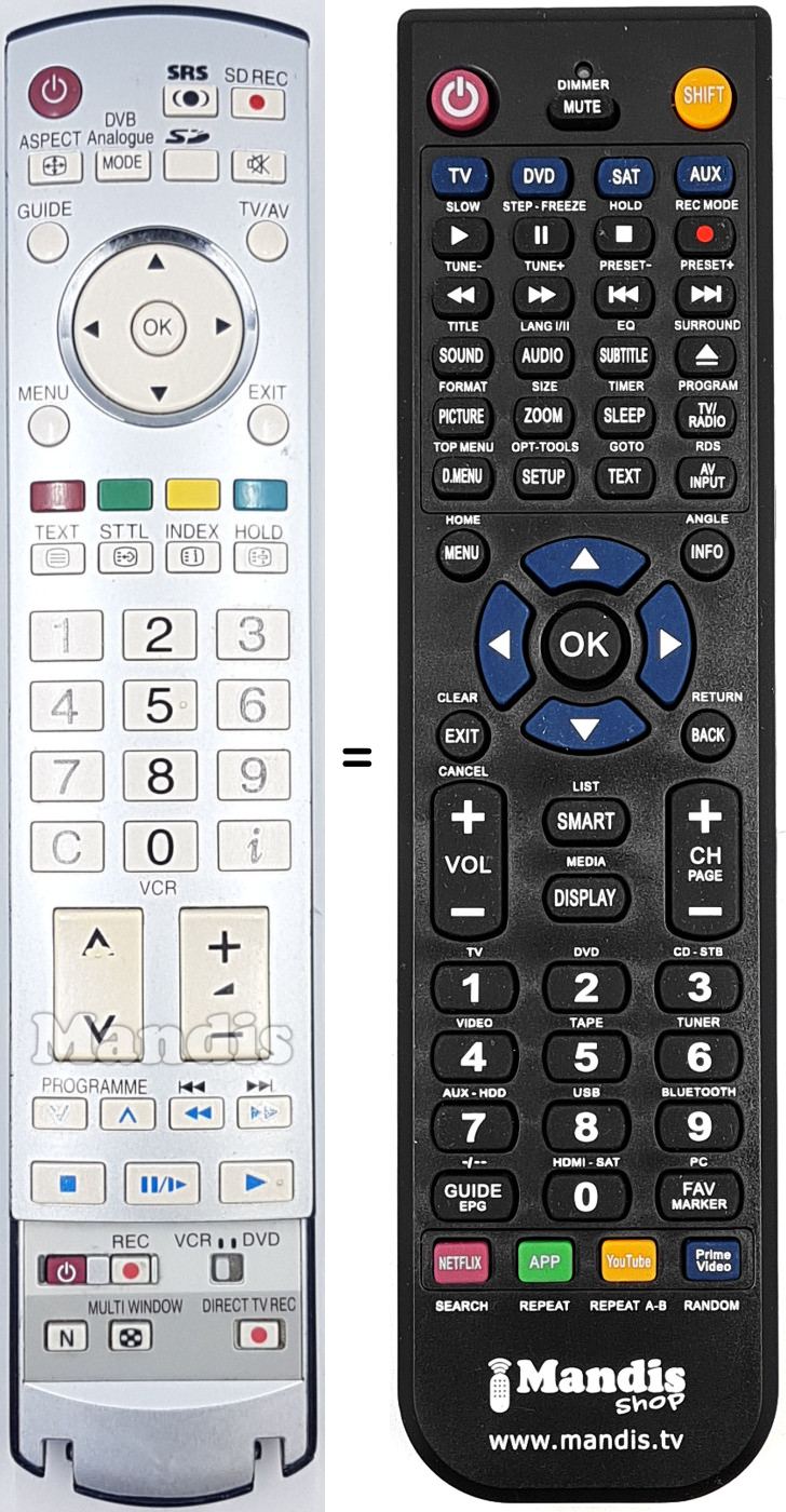 Télécommande équivalente Panasonic N2QAYB000050