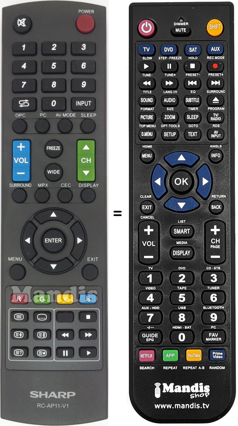 Telecomando equivalente RC-AP11-V1