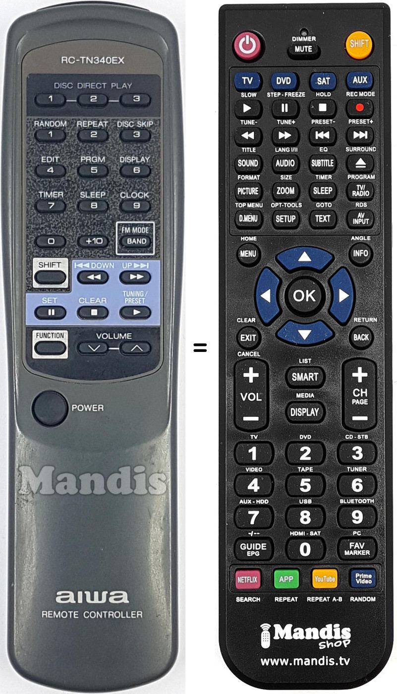 Télécommande équivalente RC-TN340EX