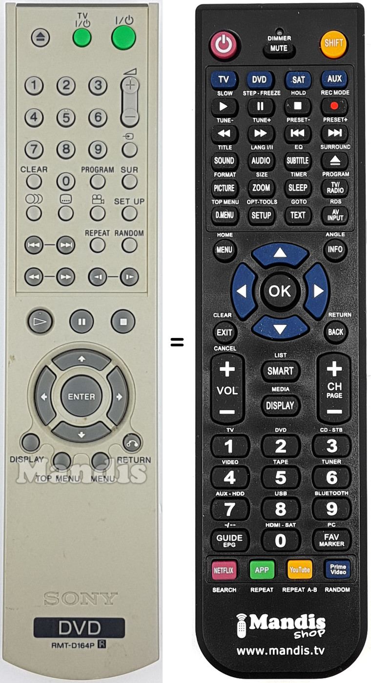 Télécommande équivalente RMT-D164P