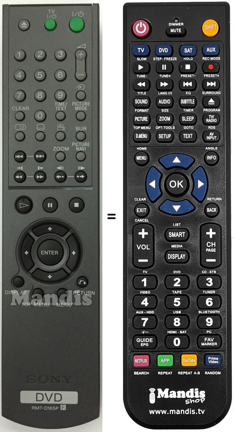 Télécommande équivalente RMTD165P
