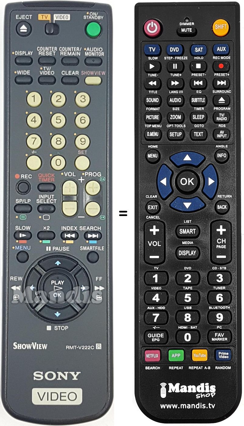 Télécommande équivalente RMT-V222C