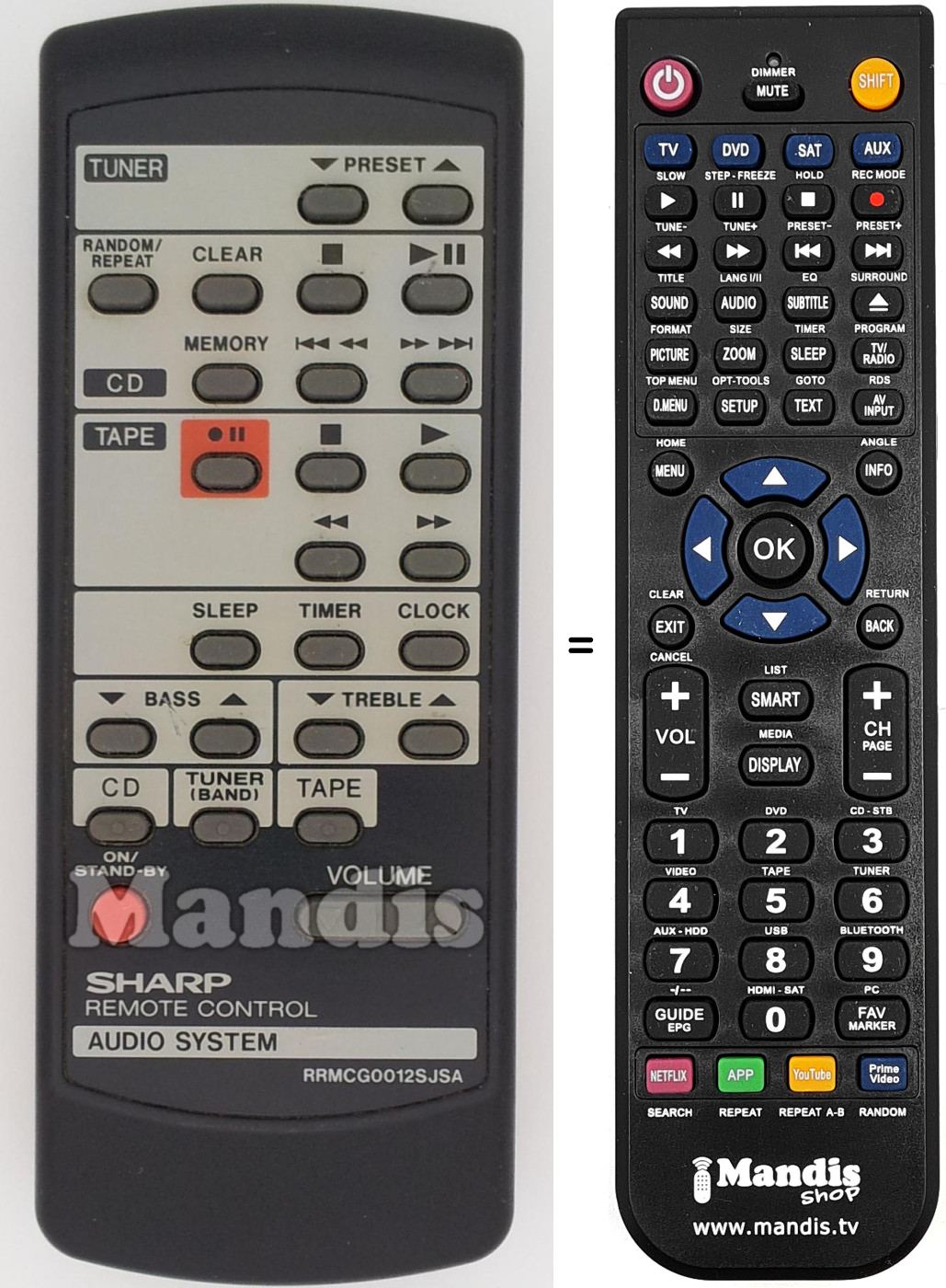 Telecomando equivalente RRMCG0012SJSA