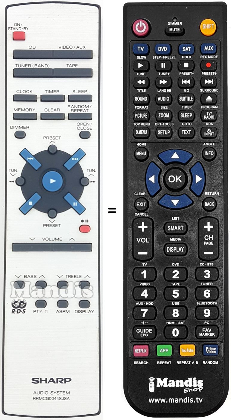 Telecomando equivalente RRMCG0044SJSA