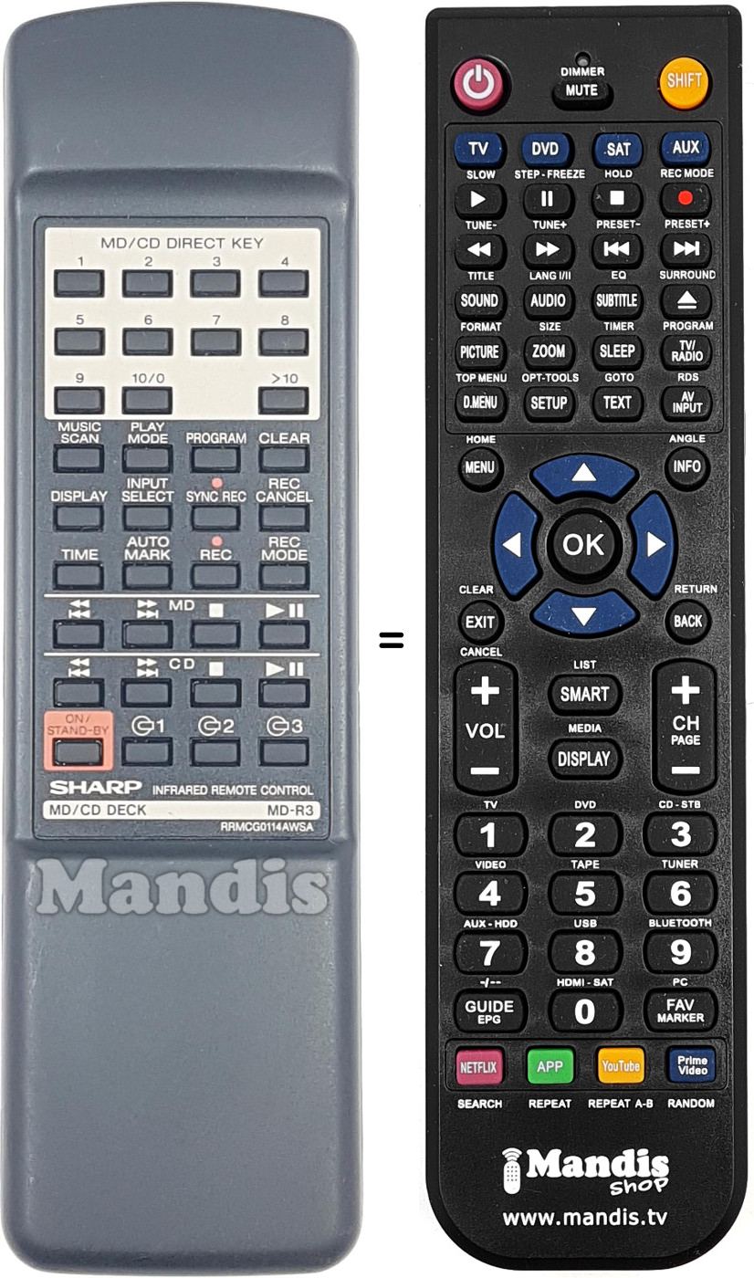 Telecomando equivalente RRMCG0114AWSA
