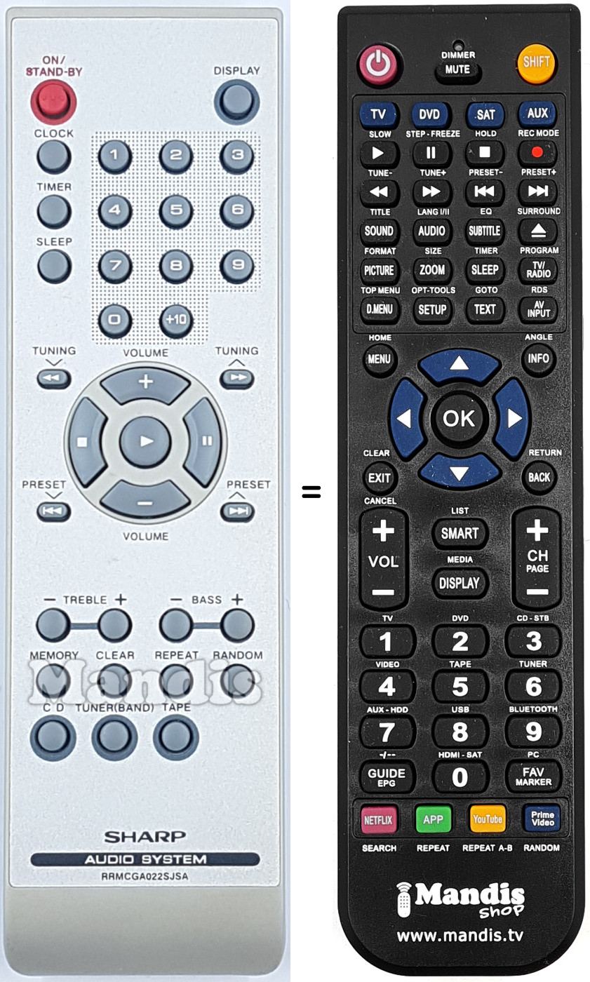 Telecomando equivalente Sharp RRMCGA022SJSA