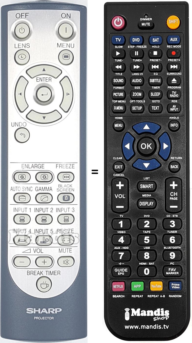 Telecomando equivalente Sharp RRMCGA048WJSA