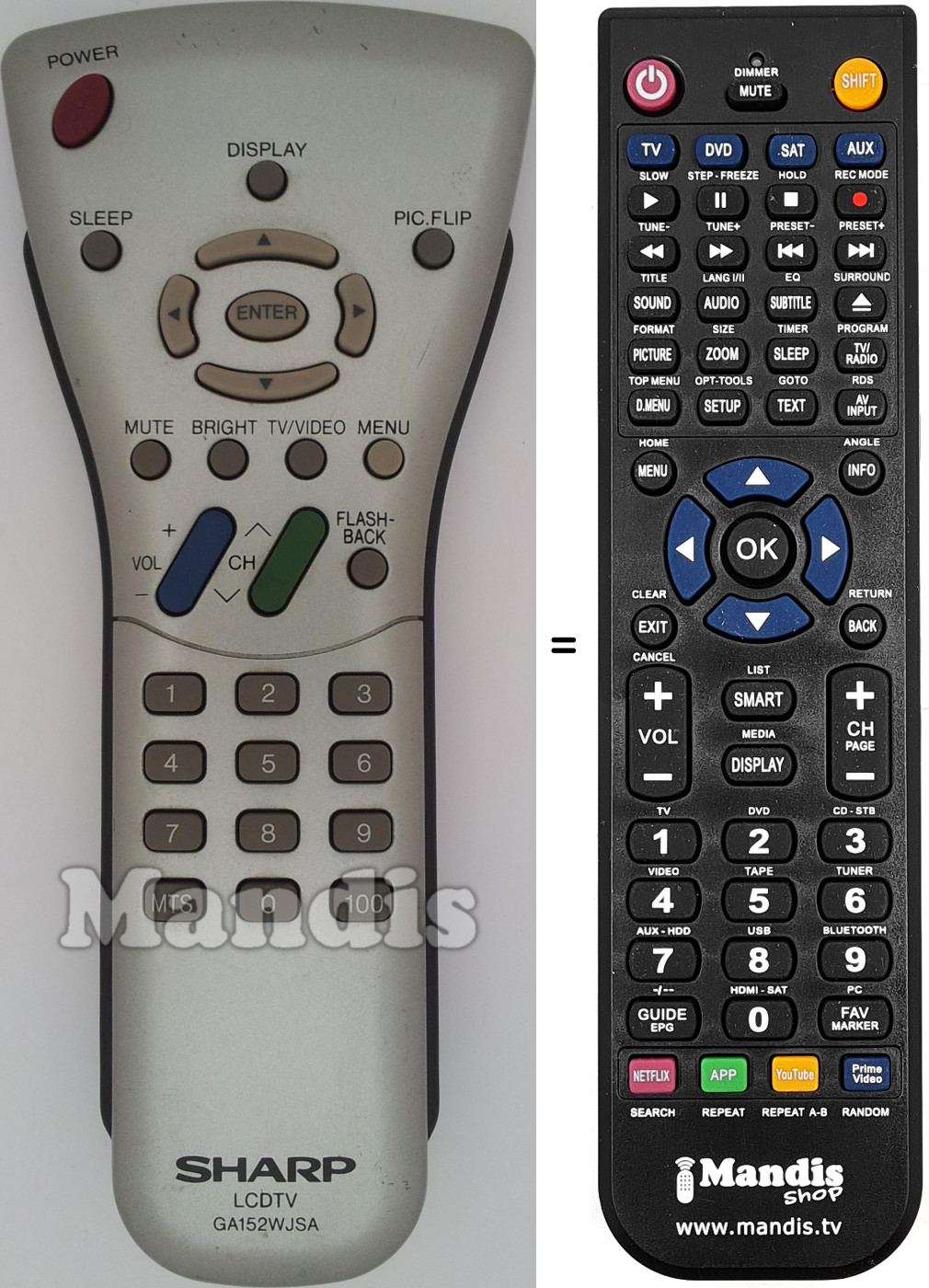 Telecomando equivalente Sharp GA152WJSA