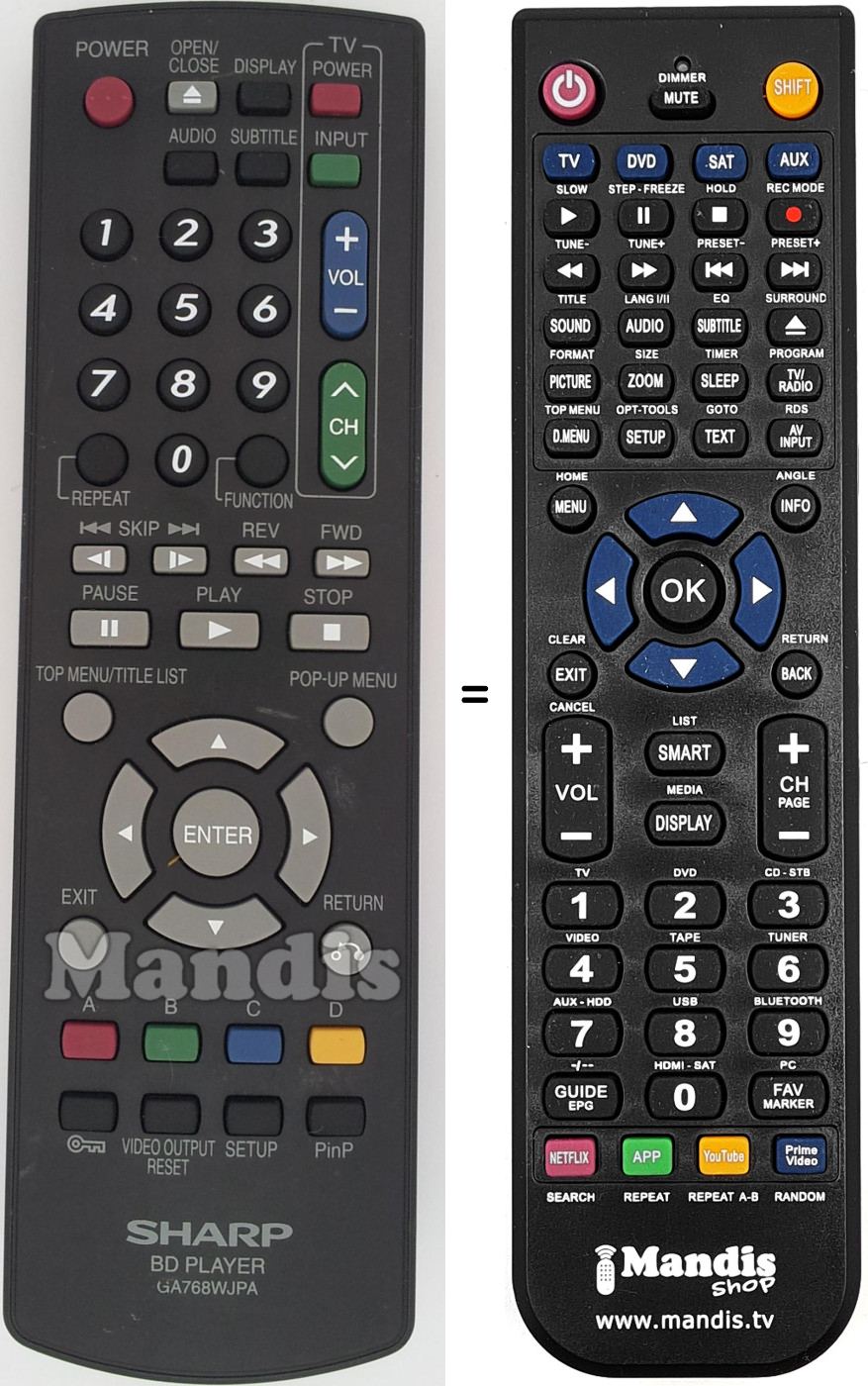 Telecomando equivalente Sharp GA768WJPA