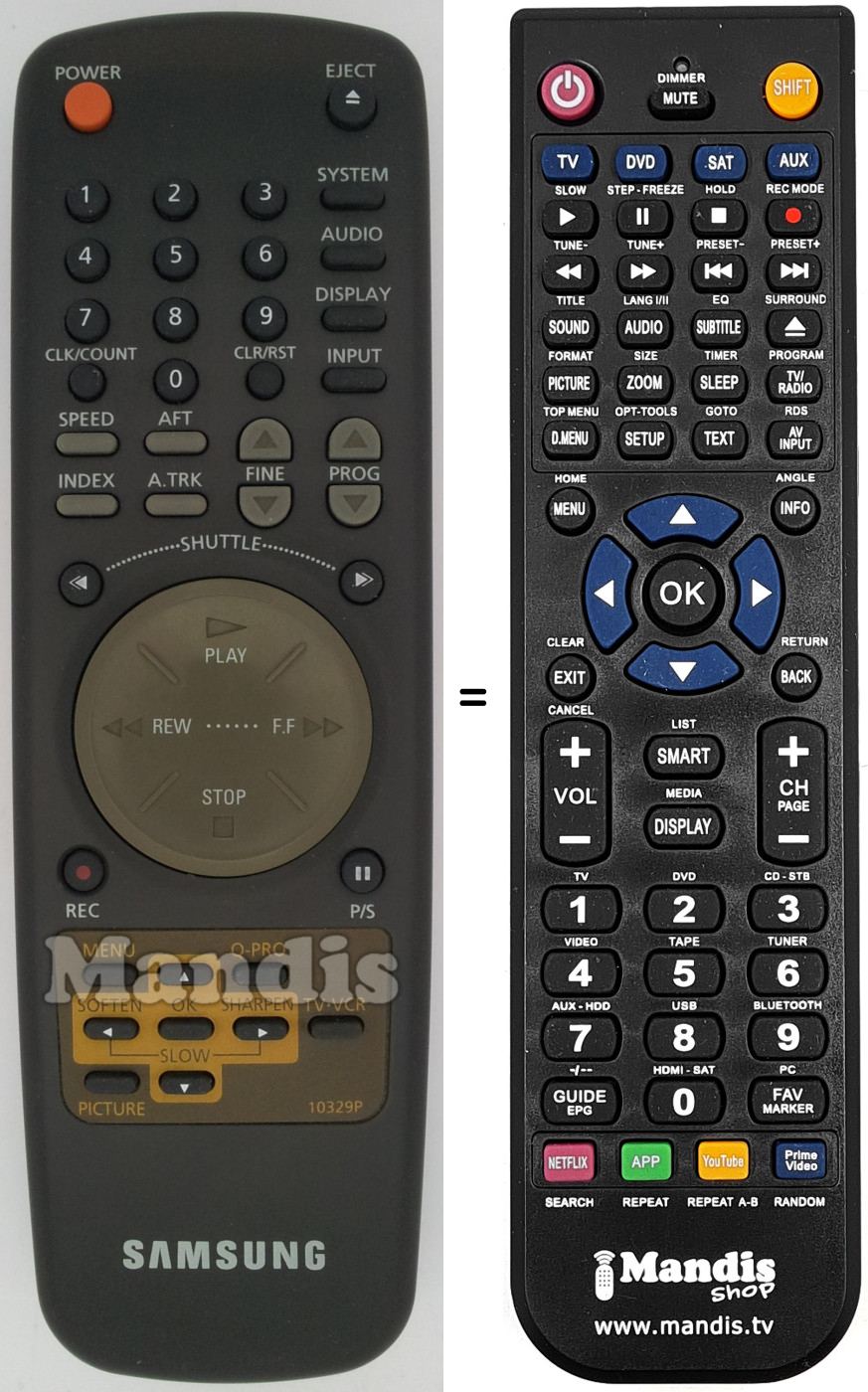 Telecomando equivalente Samsung 10329 P