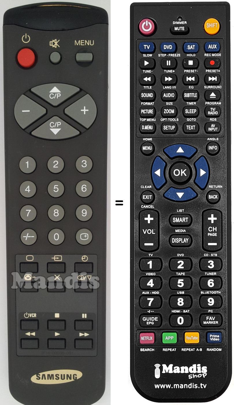 Telecomando equivalente Samsung 3 F 14-00038-091