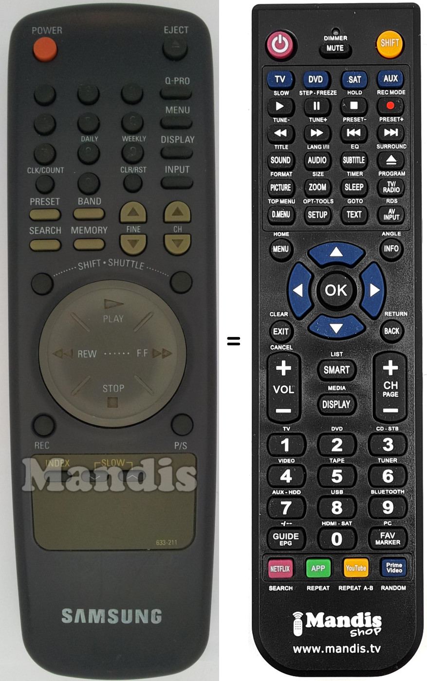 Telecomando equivalente Samsung 633 211