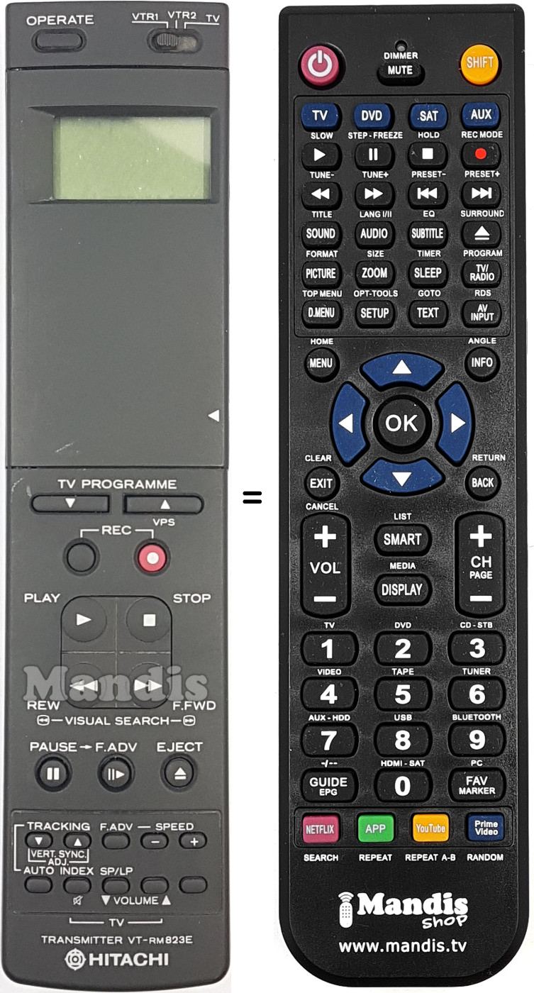 Telecomando equivalente Hitachi VT-RM 823 E