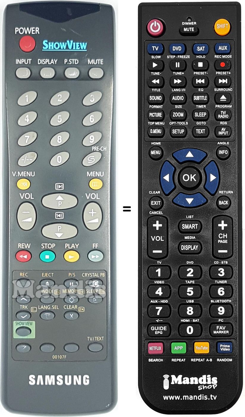 Telecomando equivalente Samsung 00107 F
