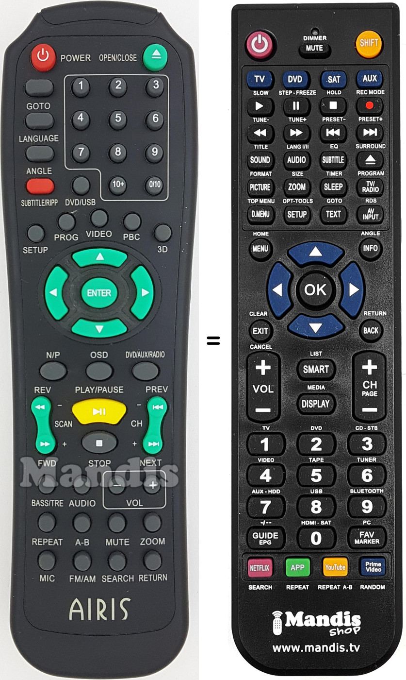 Telecomando equivalente Airis013