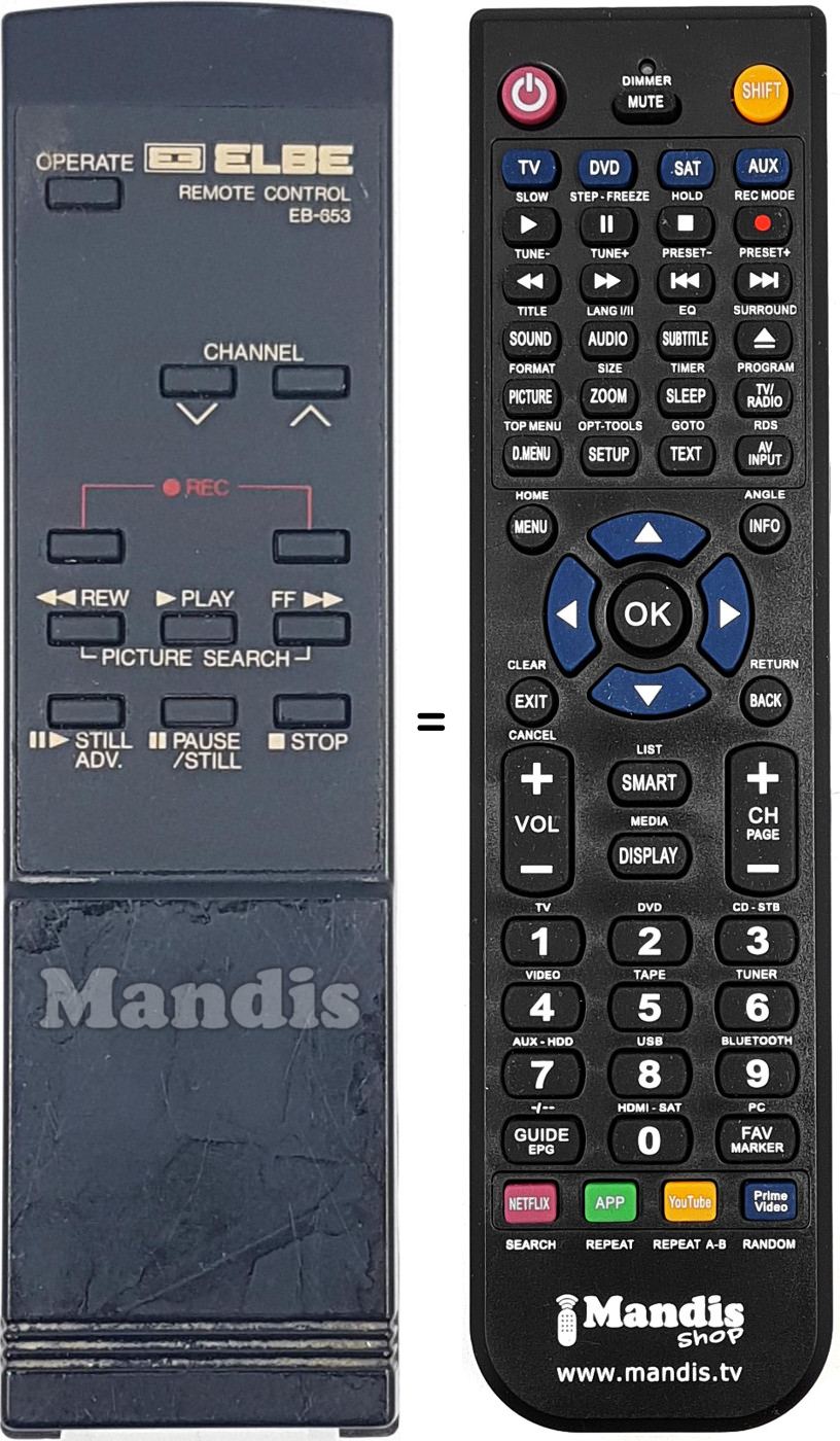 Gleichwertige Fernbedienung Elbe EB 653