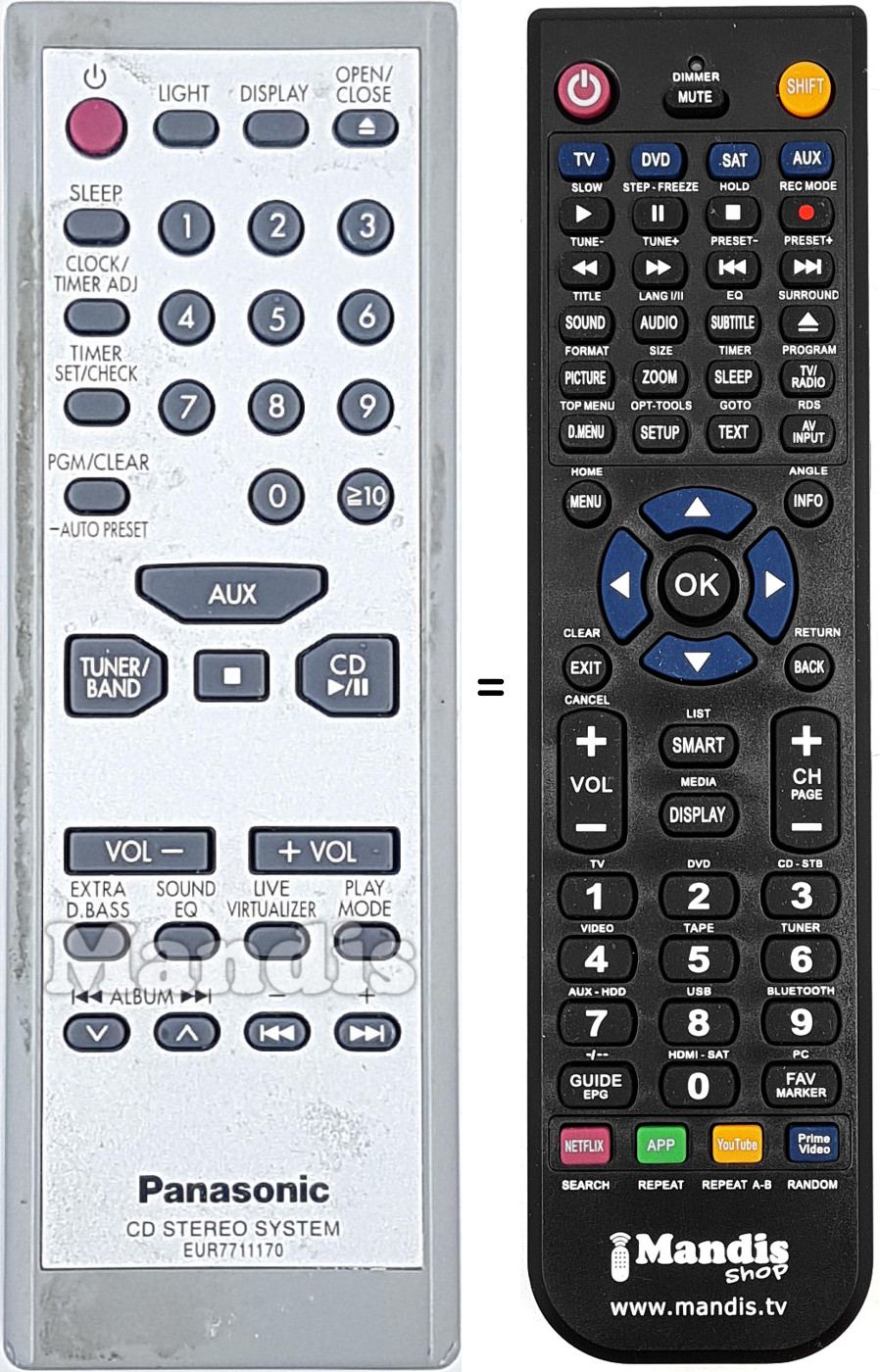 Télécommande équivalente EUR7711170