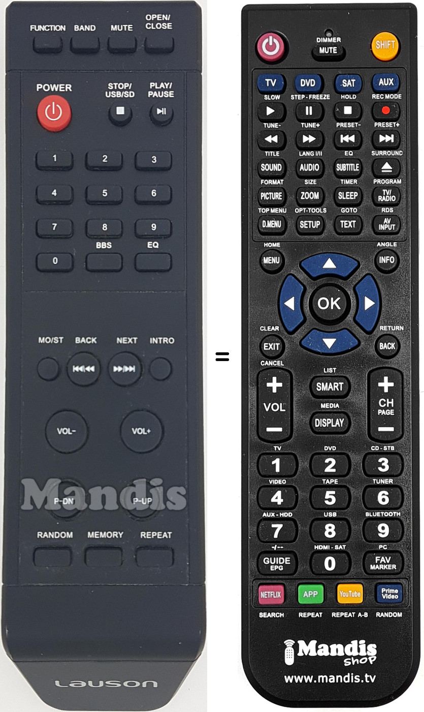 Télécommande équivalente LAU005