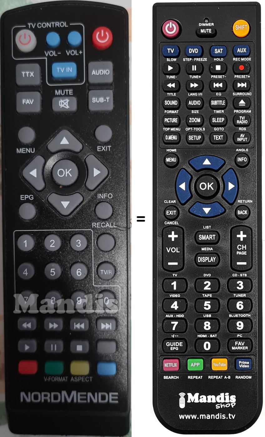Télécommande équivalente NordMende Zap-S210265ND