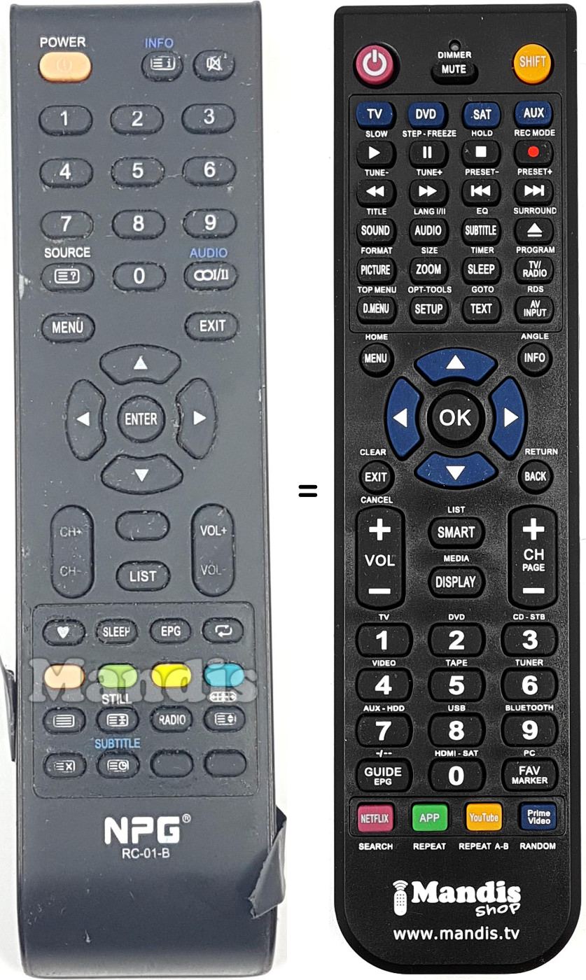 Replacement remote control RC-01 B