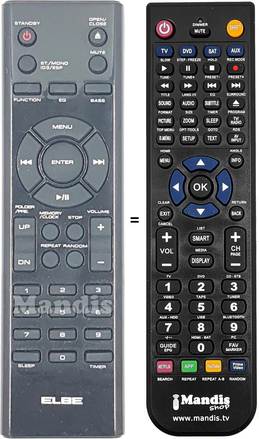 Gleichwertige Fernbedienung REMCON1804