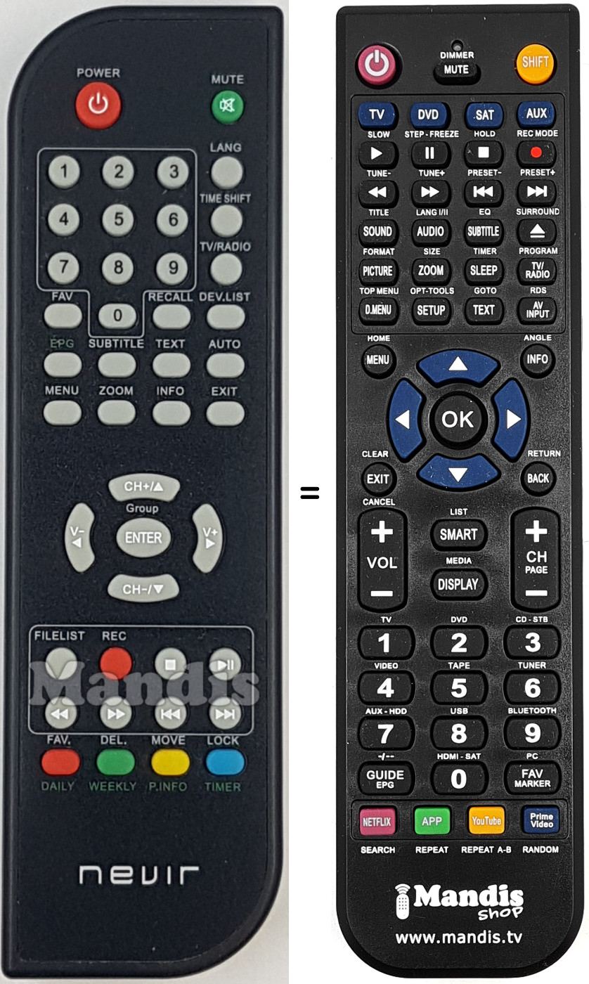Télécommande équivalente REMCON2067