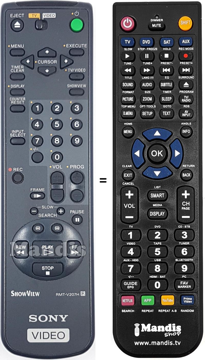 Télécommande équivalente RMT-V207H