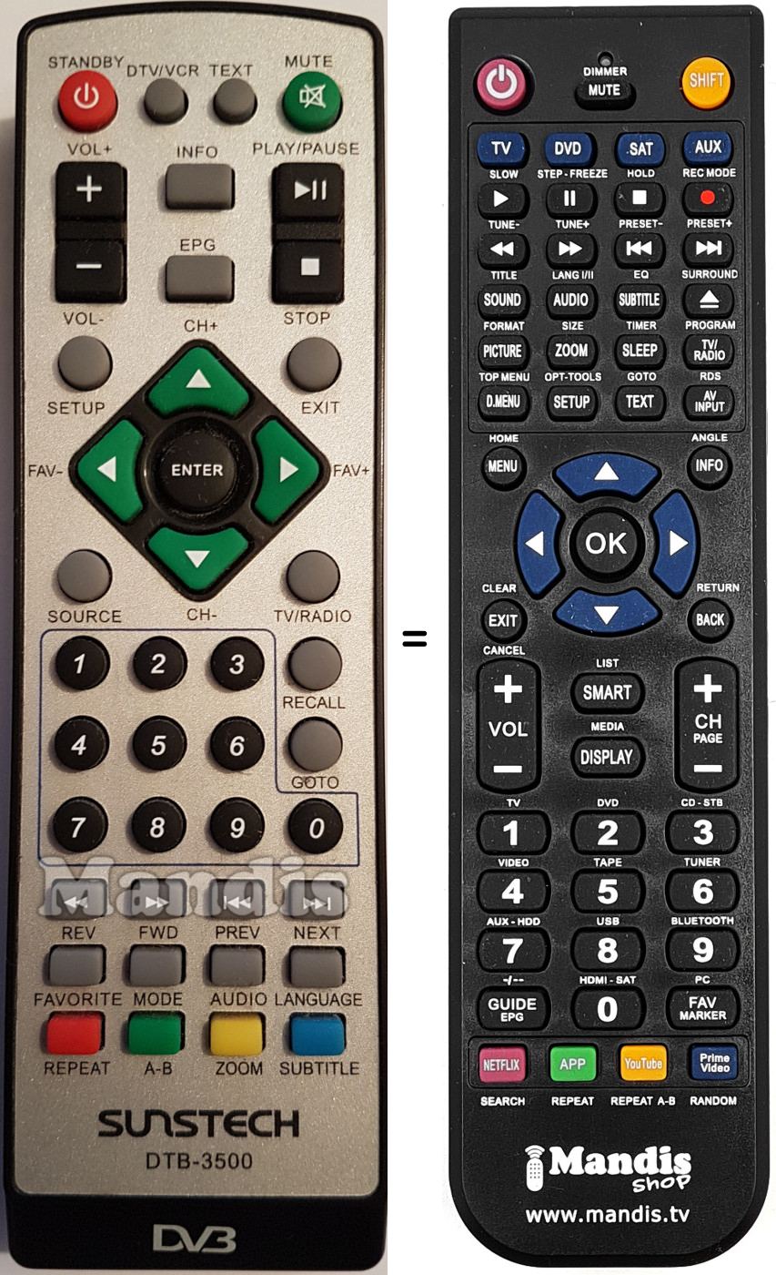Telecomando equivalente Sunstech DTB3500-2
