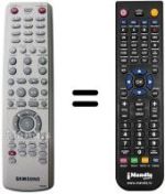 Télécommande équivalente Samsung DVD-HR721