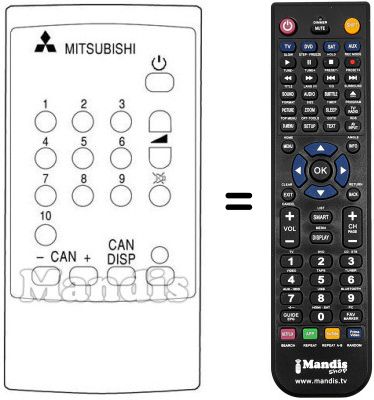 Télécommande équivalente Mitsubishi CT 14 M1 EM (Y) Télécommande équivalente Mitsubishi CT 14 M1 EM (Y)