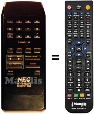 Télécommande équivalente 5000 / 5022 / RD-318 E Télécommande équivalente 5000 / 5022 / RD-318 E