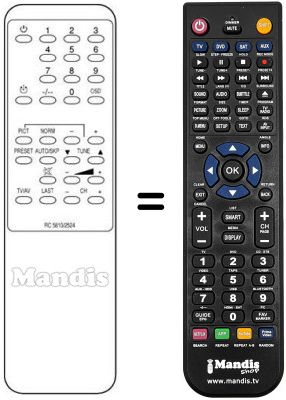 Télécommande équivalente Ingelen LAVA 2524 Télécommande équivalente Ingelen LAVA 2524