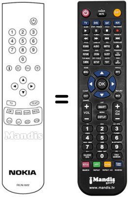 Télécommande équivalente Ingelen MP 237 H 1 Télécommande équivalente Ingelen MP 237 H 1