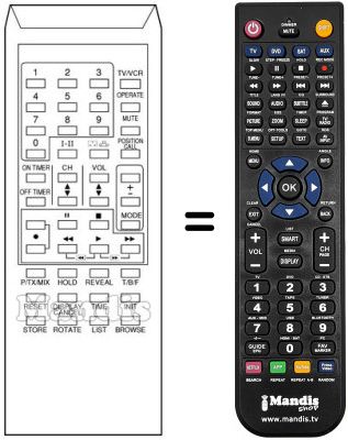 Télécommande équivalente RC-1021 E Télécommande équivalente RC-1021 E