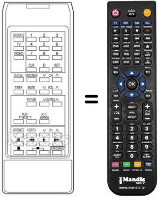 Télécommande équivalente RC-1067 E Télécommande équivalente RC-1067 E