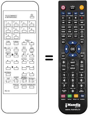 Gleichwertige Fernbedienung RC 13