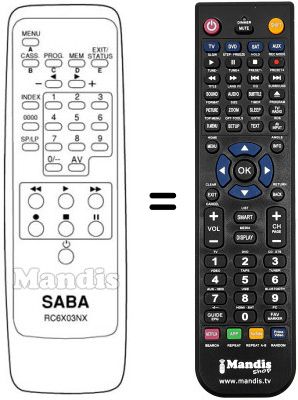 Télécommande équivalente RC 6X03 NX