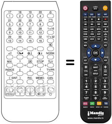 Replacement remote control TELECOMPUTER 99.32 STEREO