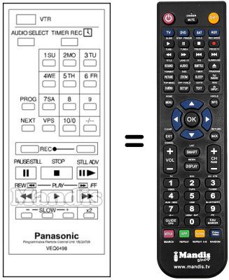 Télécommande équivalente VEQ 0498 Télécommande équivalente VEQ 0498