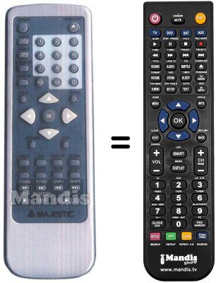 Replacement remote control MAJESTIC DVD 218 SD