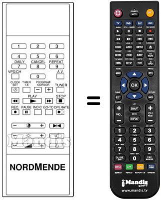 Telecomando equivalente NordMende V1005M Telecomando equivalente NordMende V1005M