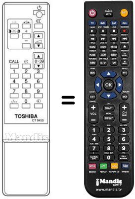 Replacement remote control Toshiba 23120387 Replacement remote control Toshiba 23120387