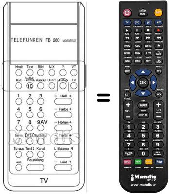 Telecomando equivalente Telefunken A560V Telecomando equivalente Telefunken A560V