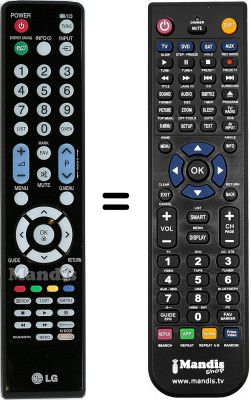 Télécommande équivalente LG 55SL8500