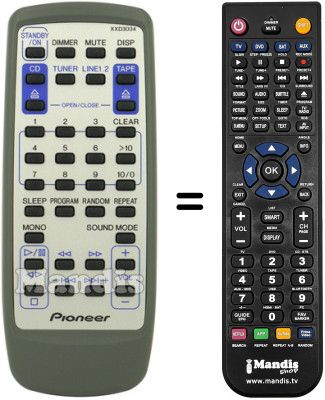 Replacement remote control Pioneer XXD3034