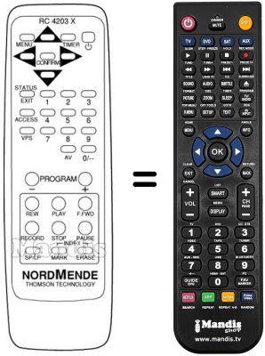Telecomando equivalente RC4203X Telecomando equivalente RC4203X