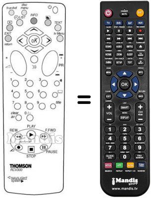 Télécommande équivalente RCV300 Télécommande équivalente RCV300