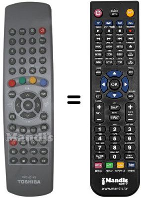 Replacement remote control Toshiba 076R0EY020