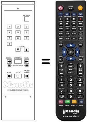 Telecomando equivalente NordMende V1035T Telecomando equivalente NordMende V1035T
